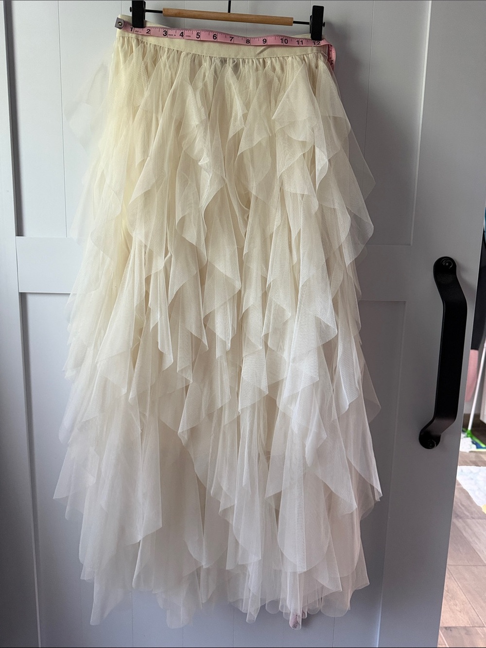 Soho Apparel Cream Layered Tulle Maxi Skirt